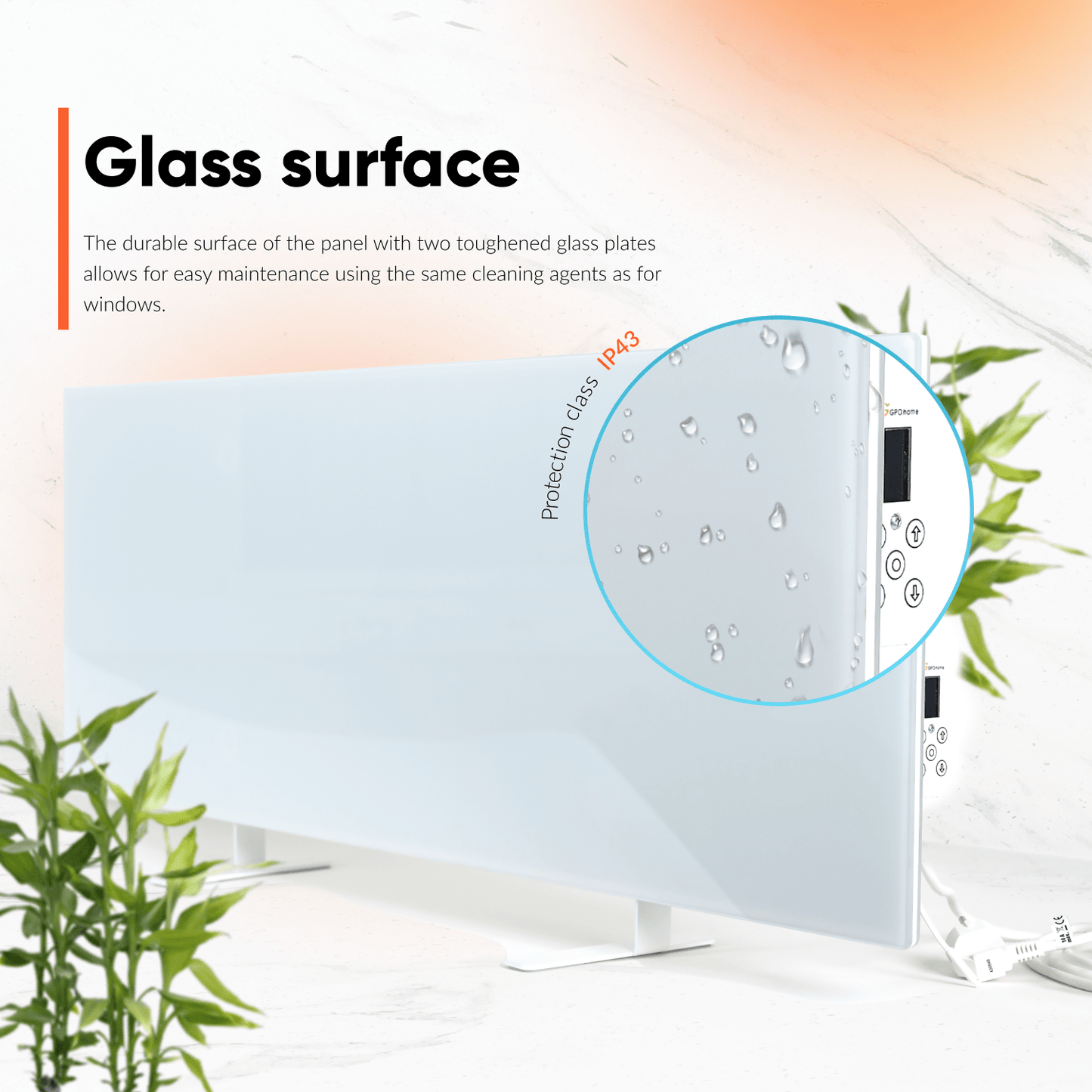 Premium Infrared Glass Heater, White 670W