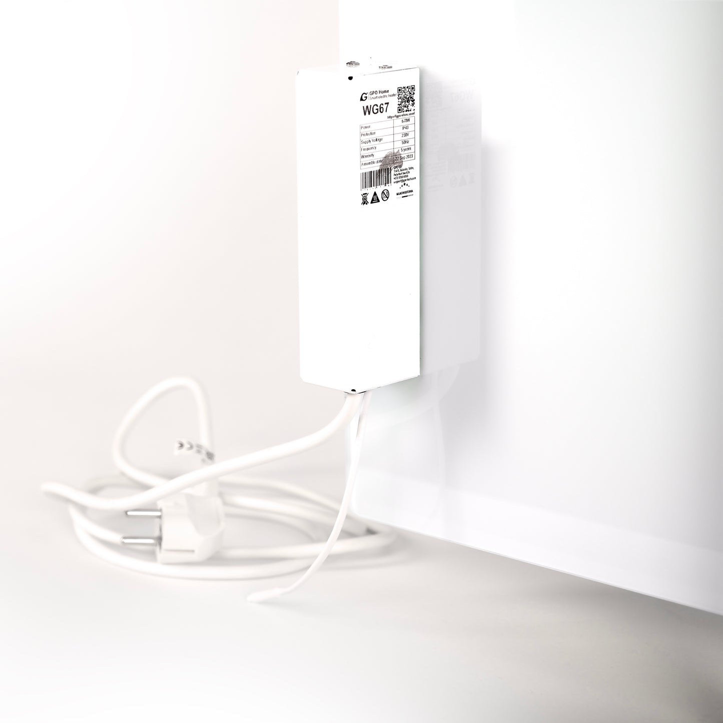 Premium Infrared Glass Heater, White 670W