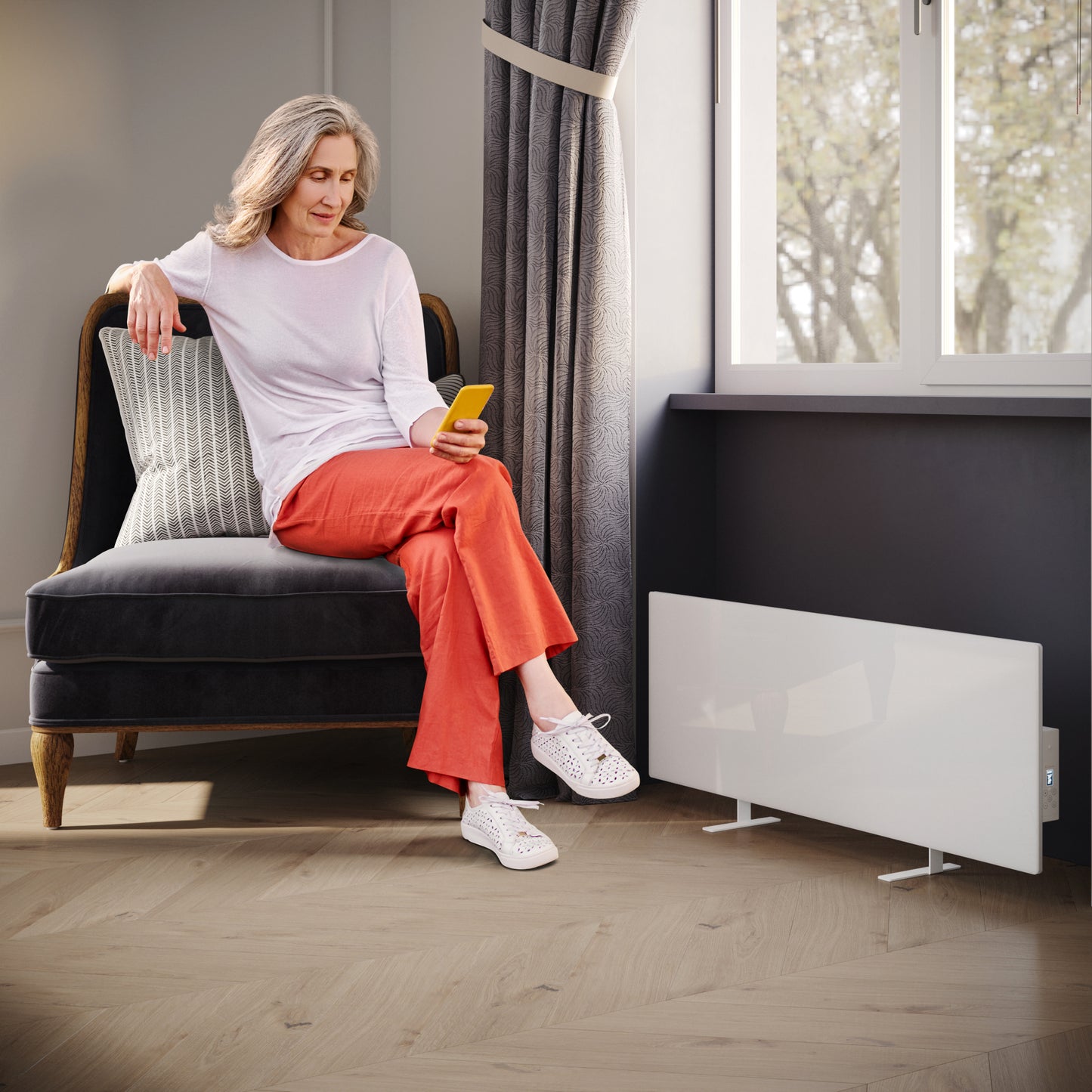 Premium Infrared Glass Heater, White 670W