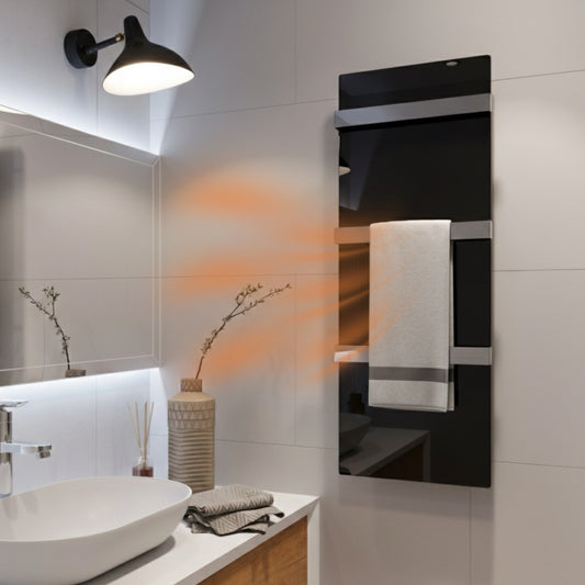 Infrared Glass Towel Dryer, Heater for Bathroom 670W Black