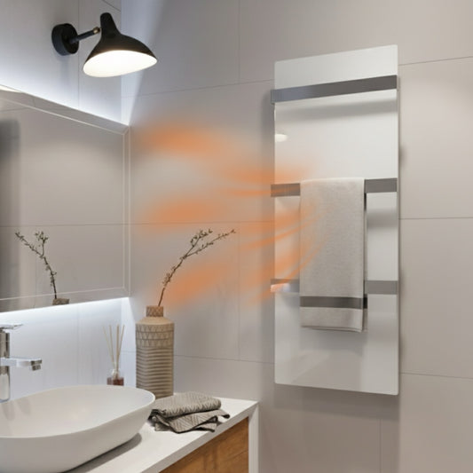 Infrared Glass Towel Dryer, Heater for Bathroom 670W White